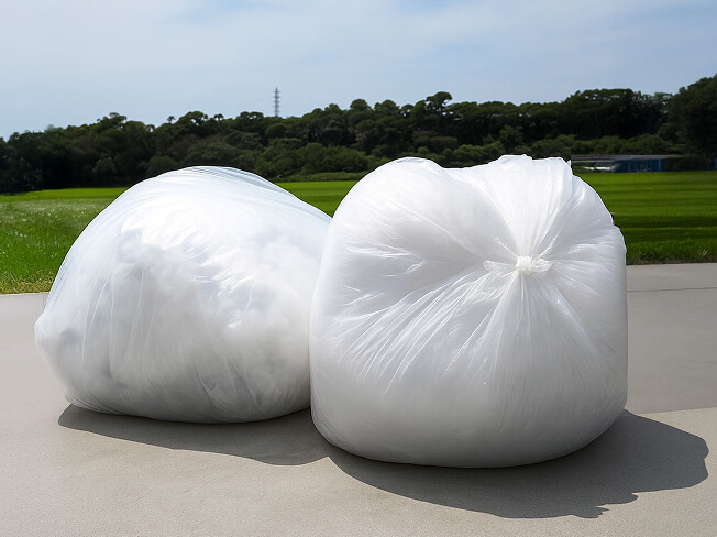 廃プラスチックを破砕し減容固化した写真